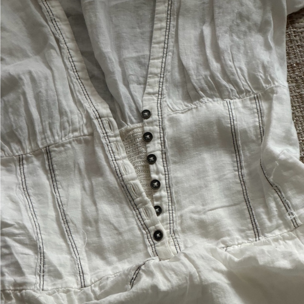 Anthropologie White Corset Midi Dress | Button-Down | Size S | Sold Out - Picture 3 of 5